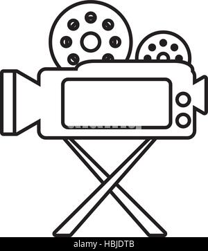camera film record movie tripod outline vector illustration eps 10 Stock Vector