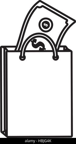 bag gift present with bill money outline vector illustration eps 10 Stock Vector