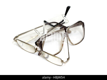 Several nerd glasses on a white background. Stock Photo