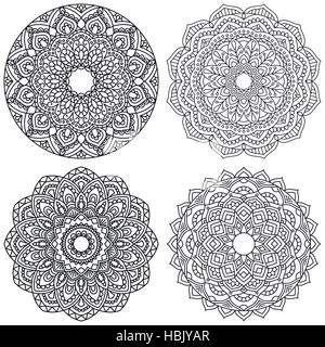 Set of ethnic round ornaments. Stock Vector