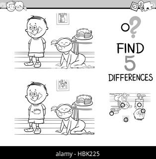 differences activity coloring page Stock Photo