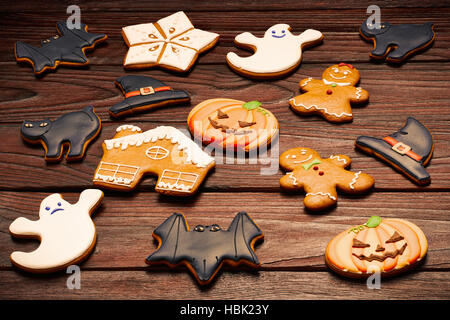 Halloween and christmas homemade gingerbread cookies Stock Photo