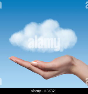 Woman hand offer the cloud Stock Photo