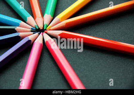 Pencils of different colors close up