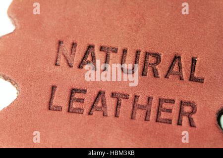 Natural leather label Stock Photo