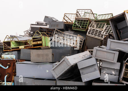 Large scrap metal pile close-up. Stock Photo