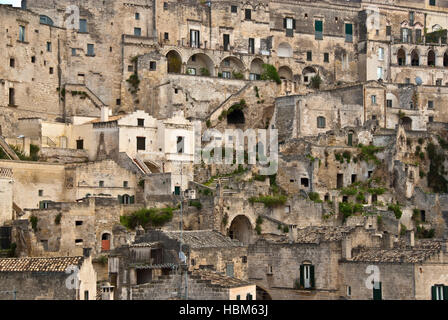 Historic town Matera di Sassi, close up of old houses, Basilicata, Italy Stock Photo
