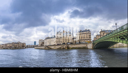 Seine River in Paris on a cloudy day Stock Photo