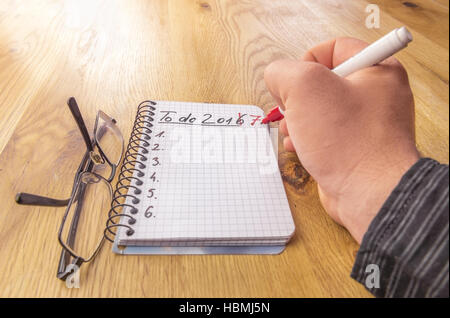 Math notebook with to do list for 2017 Stock Photo