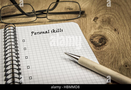 Personal skills list Stock Photo