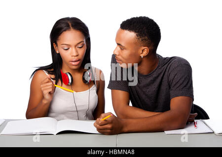 Students helping studying together Stock Photo