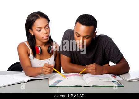 Students helping studying together Stock Photo