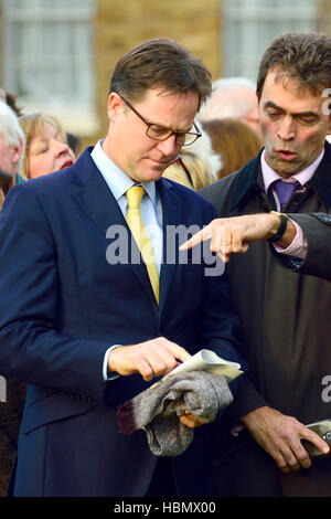 Nick Clegg MP and Tom Brake MP (LibDem) at an event on College Green, Westminster.... Stock Photo
