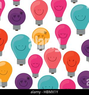 pattern of bulb light with emotion face. Vector illustration Stock Vector