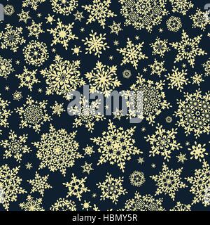 Golden snowflakes on dark background. EPS 10 Stock Vector