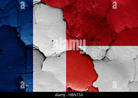 flags of France and Monaco painted on cracked wall Stock Photo - Alamy
