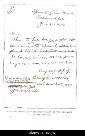 The Sinking of the “Merrimac”: a personal narrative of the adventure in the harbor of Santiago de Cuba, June 3, 1898, and of the subsequent imprisonment of the survivors. [With illustrations.] Image taken from page 161 of 'The Sinking of the Stock Photo