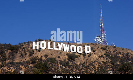 LOS ANGELES, CALIFORNIA - OCTOBER 11, 2014: The world famous landmark Hollywood Sign. It was created as an advertisement in 1923. Stock Photo