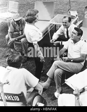 DEAD RINGER, director Paul Henreid, on-set, with his daughter, Monika