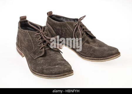 Pair Of Suede Shoes On White Stock Photo