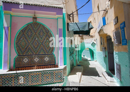 A street of the picturesque town of Moulay Idriss. Morocco. Stock Photo