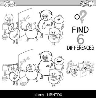differences activity coloring page Stock Photo