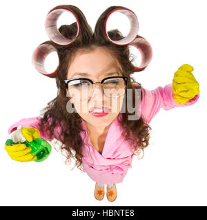 Funny housewife isolated Stock Photo