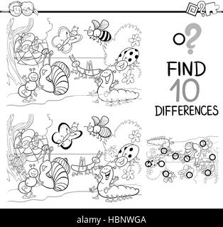 differences game coloring page Stock Photo - Alamy