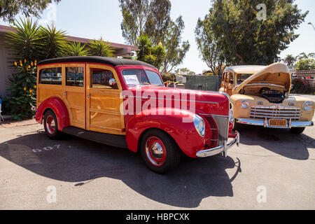 Red 1940 Ford Woody Stock Photo