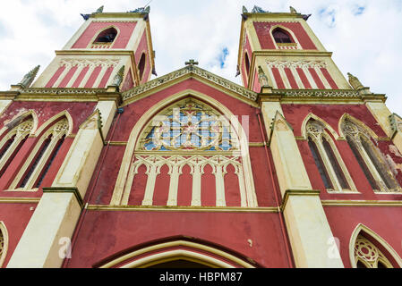 Neogothic facade of the church of San Pedro Ad vincula in Cobreces, Cantabria, Spain Stock Photo