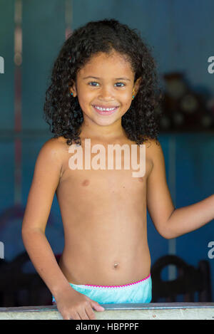 Brazilian young girl smiling in Manaus, Brazil Stock Photo