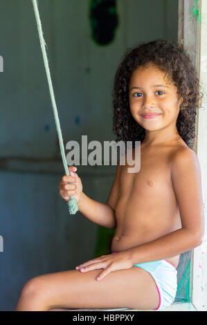 Brazilian young girl smiling in Manaus, Brazil Stock Photo
