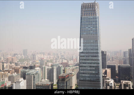 Beijing, China skyline featuring the China World Trade Center tower. Stock Photo