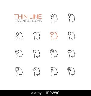 Thoughts in Heads - Thin Single Line Icons Set