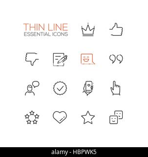 Social Network Signs - Thin Line Icons Set Stock Vector