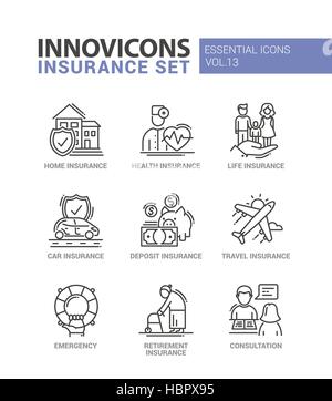Types of Insurance - vector modern flat design icons set Stock Vector ...