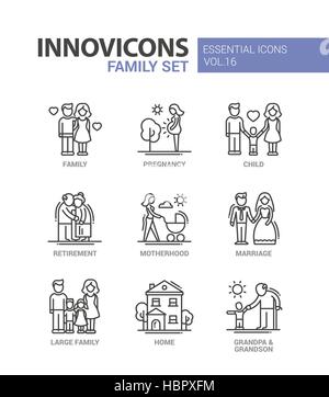 Family - line design icons set Stock Vector