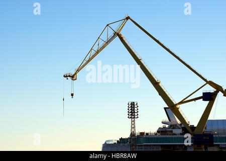 Dock crane in Perno shipyard, Turku, Finland. The yard is operated by Meyer Turku Stock Photo