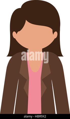 silhouette half body woman with jacket without face Stock Vector