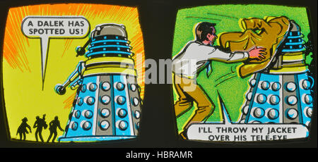1965 colour slide stripes of Dr Who & The Daleks. UK Stock Photo