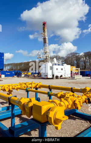 Weir Pumps at Cuadrilla Resources drilling equipment at Shale Gas Drill Site,   Blackpool, Lancashire, UK Stock Photo