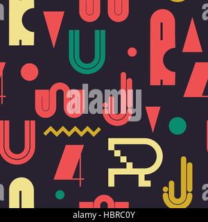 Geometric lettering seamless colored pattern Stock Vector