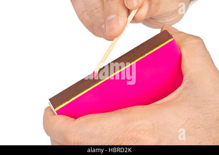 Hand with matches Stock Photo