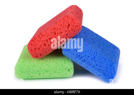 colored sponges isolated on white background Stock Photo