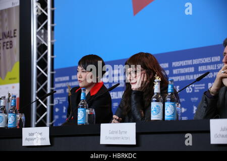 Rinko Kikuchi and Isabel Coixet at Berlin Film Festival press conference on February, 5th 2015 in Berlin, Germany. Stock Photo