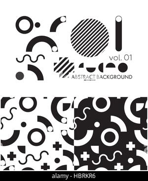 geometric elements seamless patterns Stock Vector