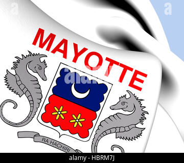 Department of Mayotte Flag. Close Up. Stock Photo