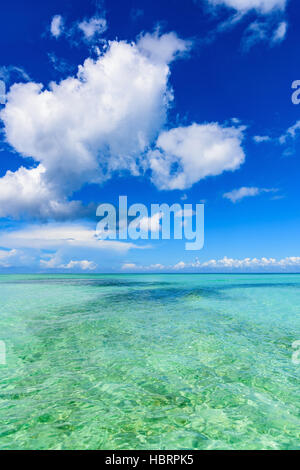 sandy beach and calm blue sea surf Stock Photo