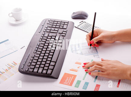 Keyboard on office desk Stock Photo