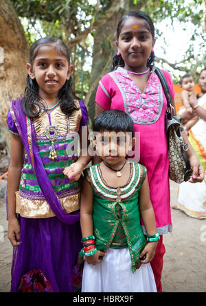 Three small girls dressed up for a festival in Kerala, India   © Juergen Hasenkopf Stock Photo